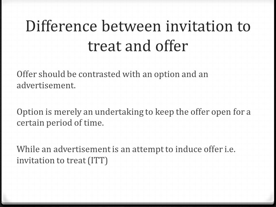 offer invitation to treat