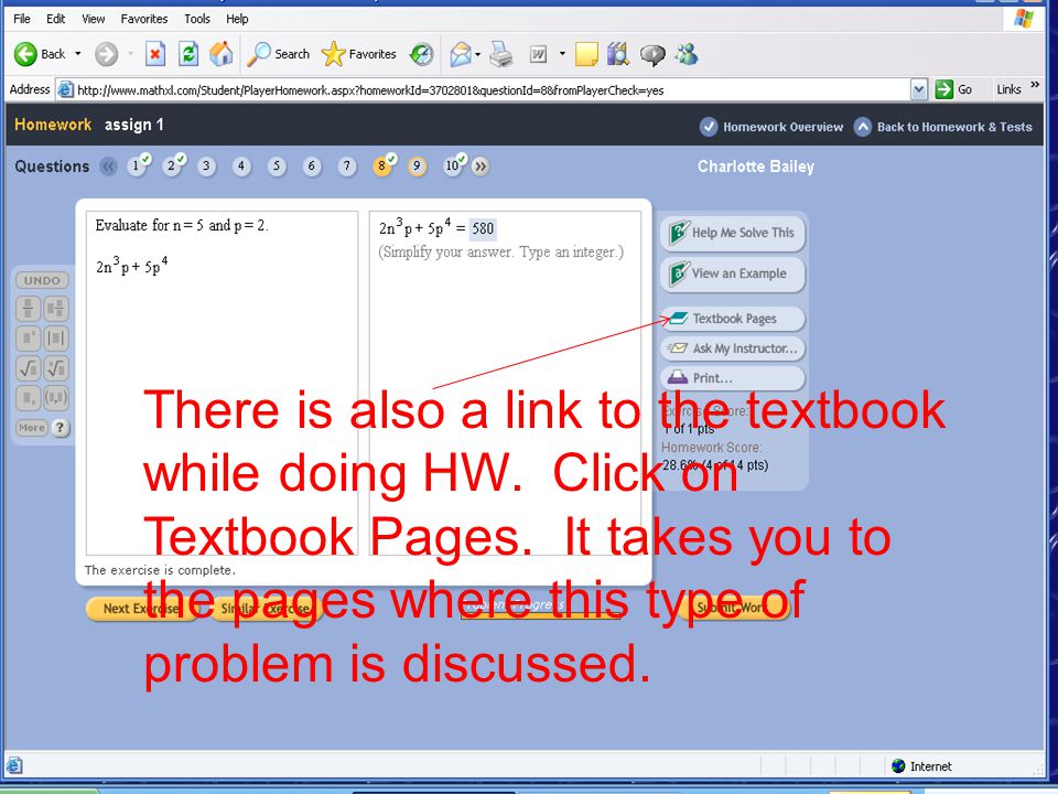 There is also a link to the textbook while doing HW.