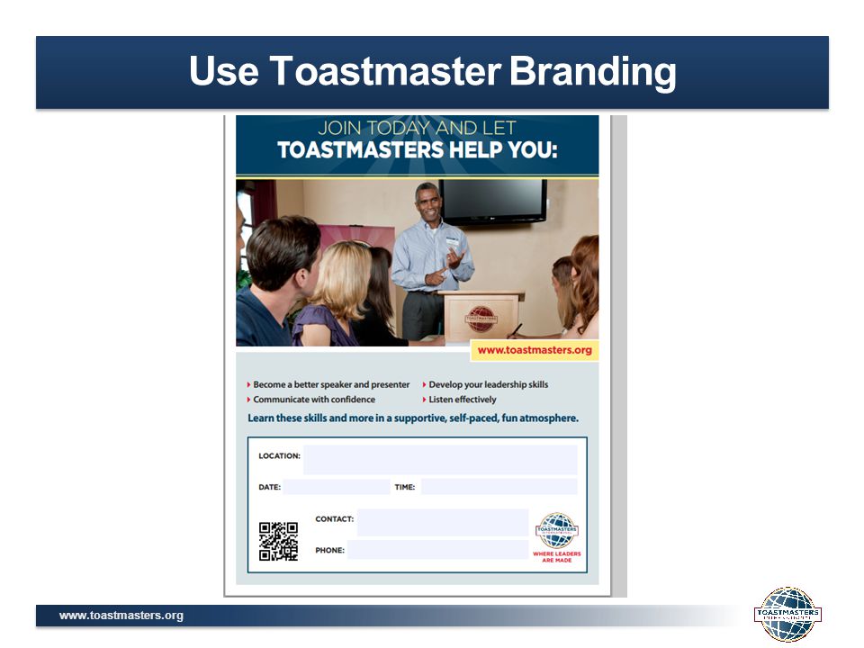 Use Toastmaster Branding
