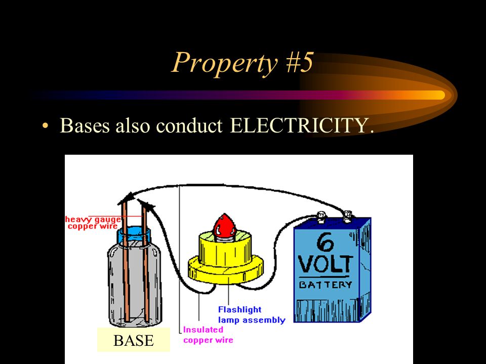 Property #5 Bases also conduct ELECTRICITY. BASE