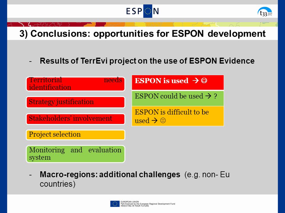 -Results of TerrEvi project on the use of ESPON Evidence -Macro-regions: additional challenges (e.g.