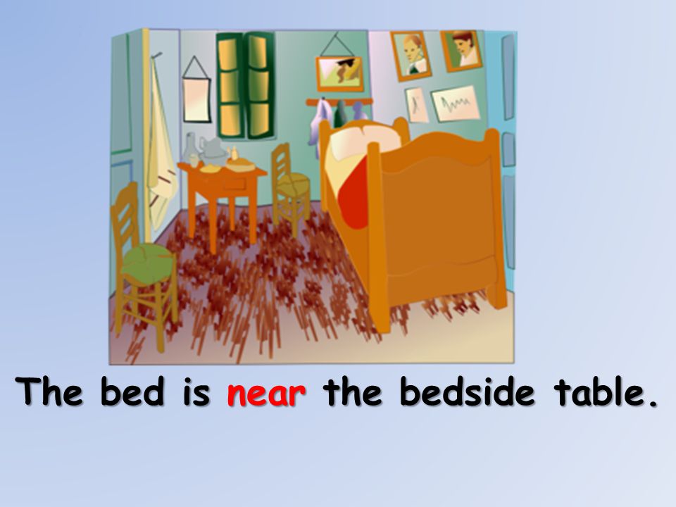 The bed is near the bedside table.