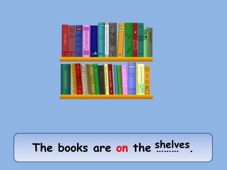 The books are on the ………. shelves