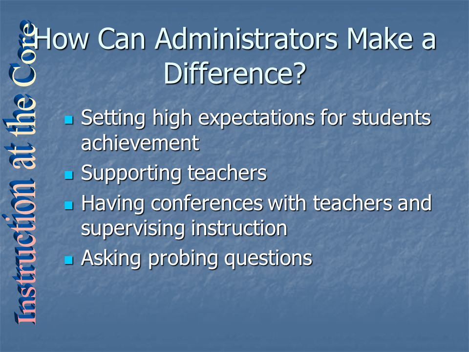 How Can Administrators Make a Difference.