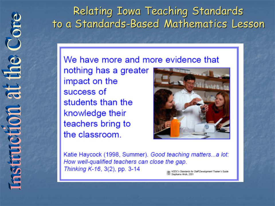 Relating Iowa Teaching Standards to a Standards-Based Mathematics Lesson