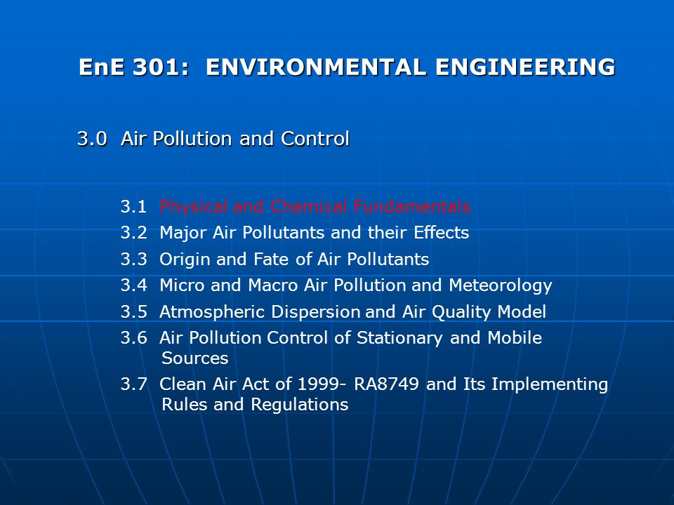 Ene 301 Environmental Engineering 30 Air Pollution And - 