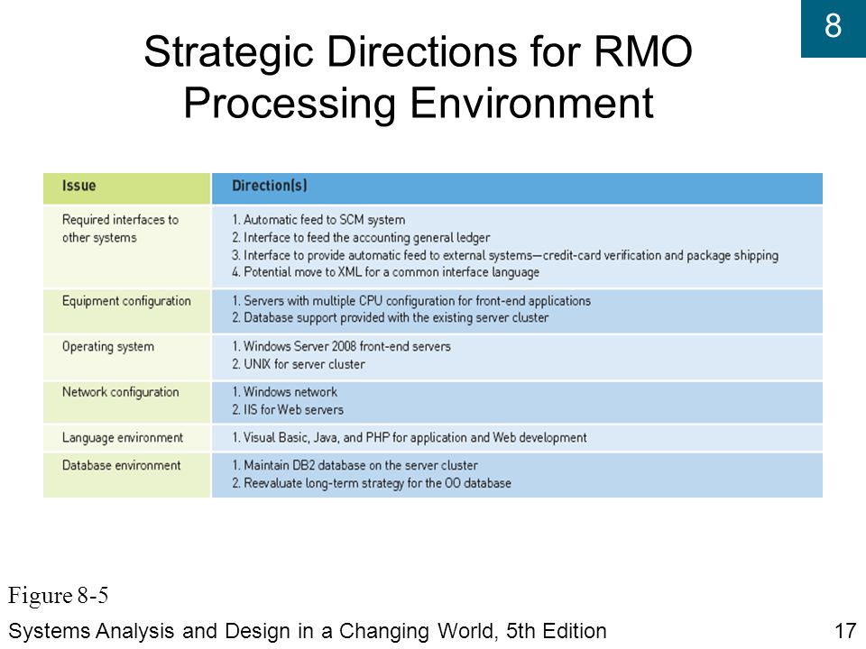 8 Strategic Directions for RMO Processing Environment Systems Analysis and Design in a Changing World, 5th Edition17 Figure 8-5