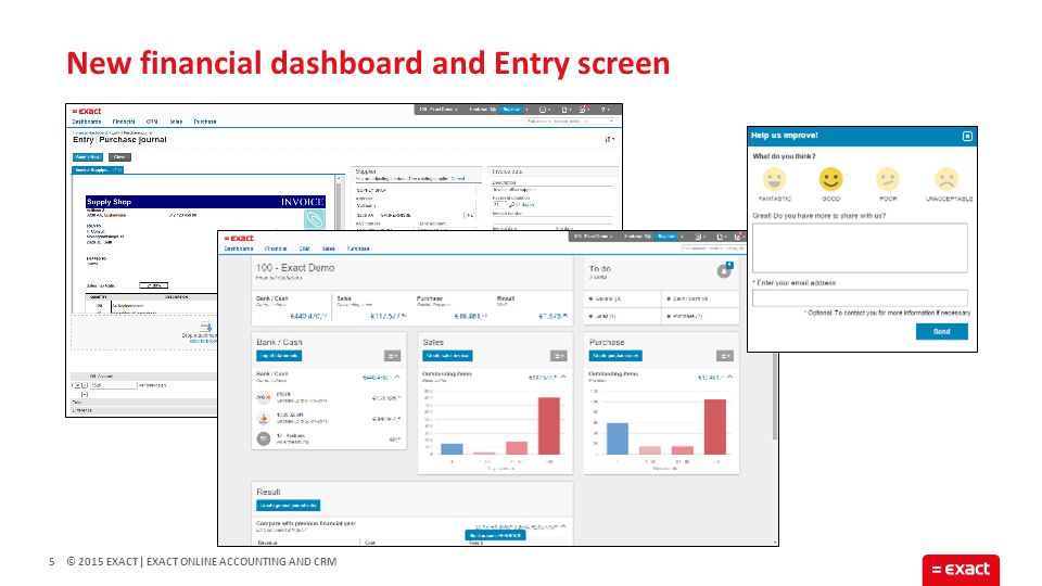 © 2015 EXACT New financial dashboard and Entry screen | EXACT ONLINE ACCOUNTING AND CRM5