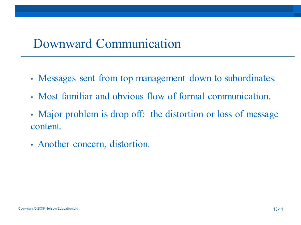 Downward Communication Copyright © 2009 Nelson Education Ltd.