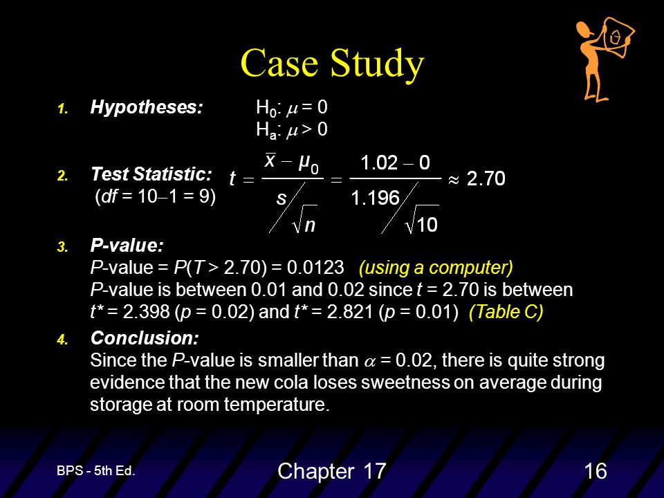 BPS - 5th Ed. Chapter Hypotheses:H 0 :  = 0 H a :  > 0 2.