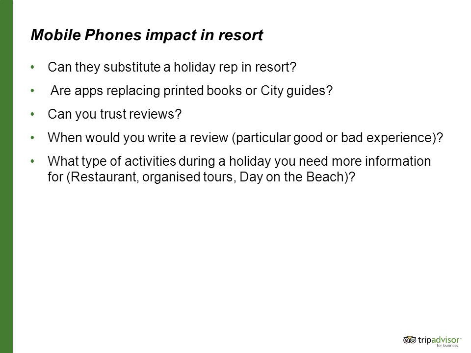 Mobile Phones impact in resort Can they substitute a holiday rep in resort.
