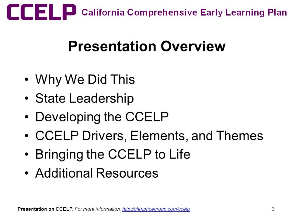 Presentation on CCELP.
