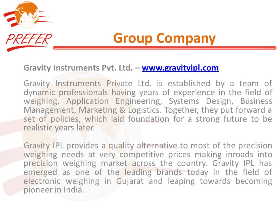 Group Company Gravity Instruments Pvt. Ltd.