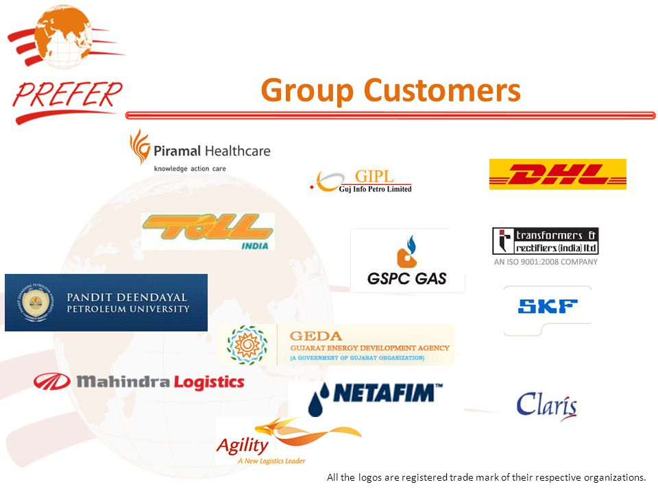 Group Customers All the logos are registered trade mark of their respective organizations.