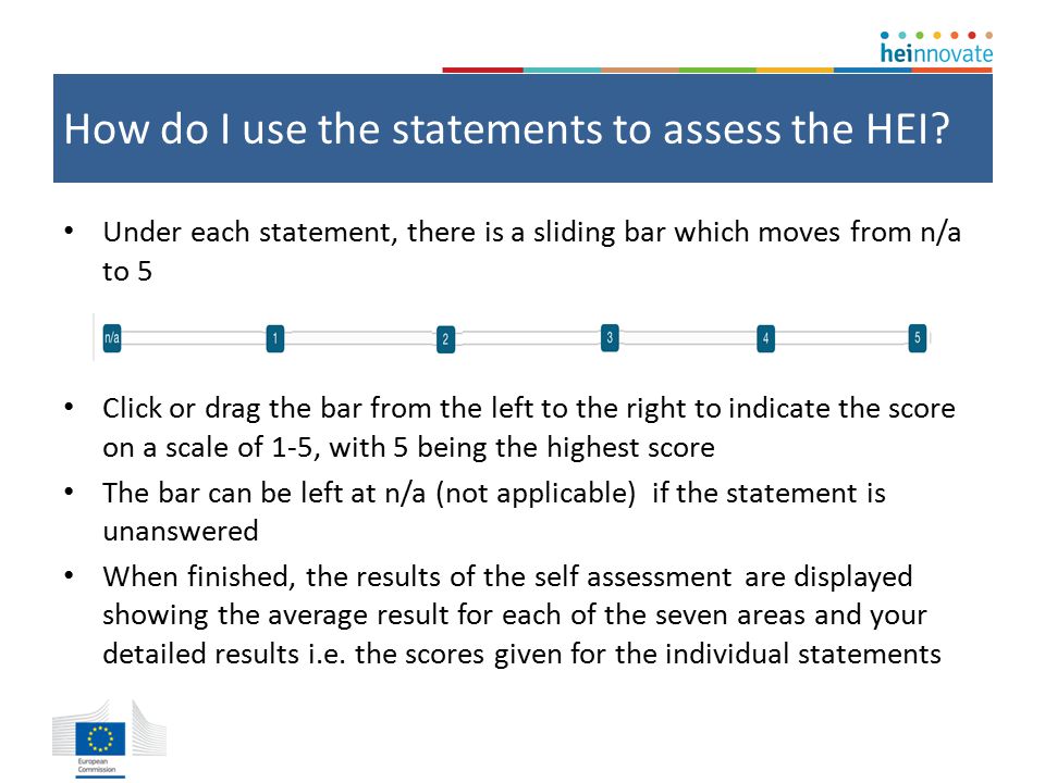 How do I use the statements to assess the HEI.