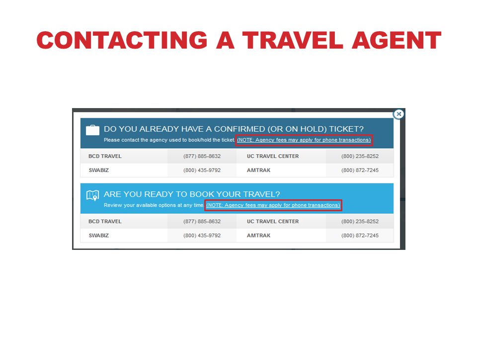 CONTACTING A TRAVEL AGENT