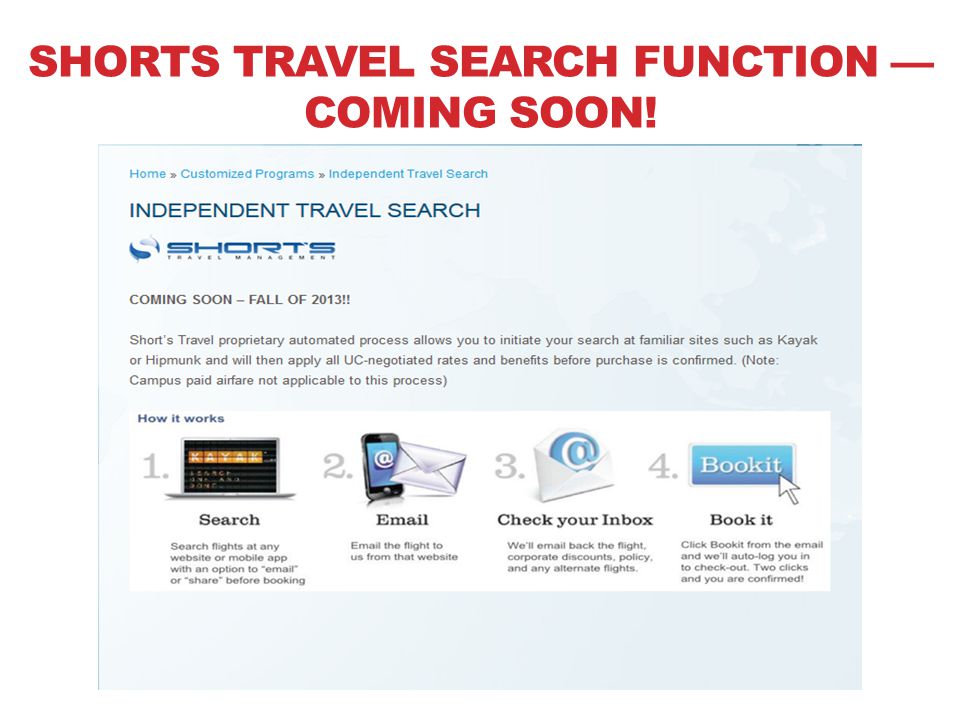 SHORTS TRAVEL SEARCH FUNCTION — COMING SOON!