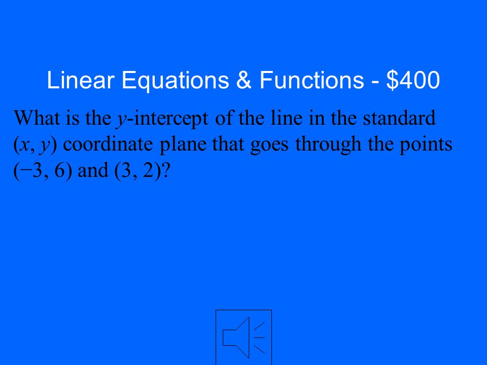 Linear Equations & Functions - $300 Answer 0.225