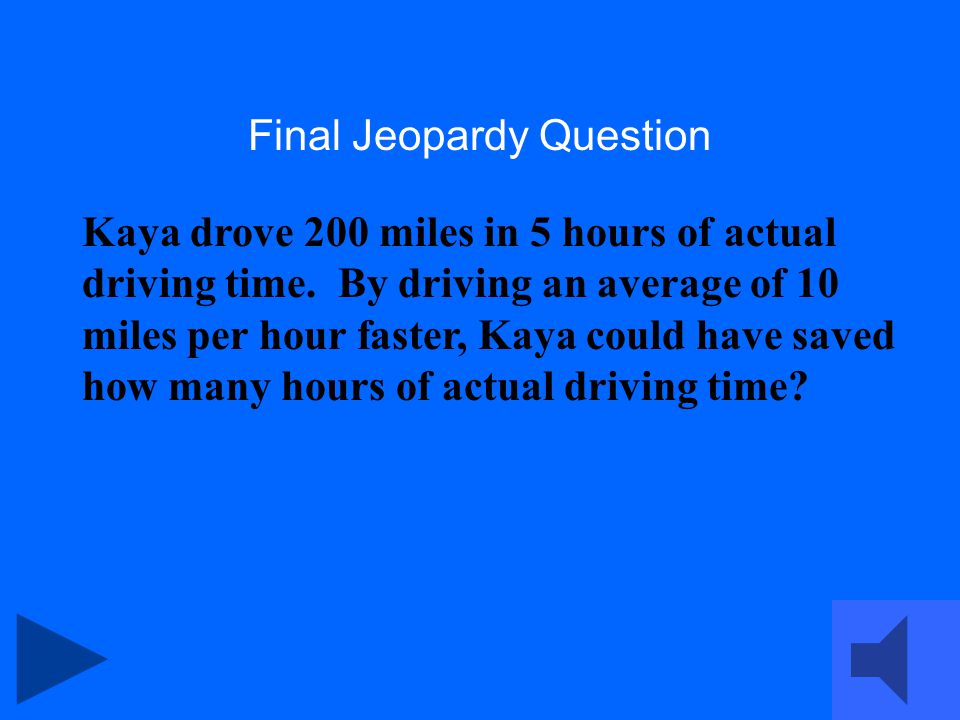 Final Jeopardy Category: Linear Equations