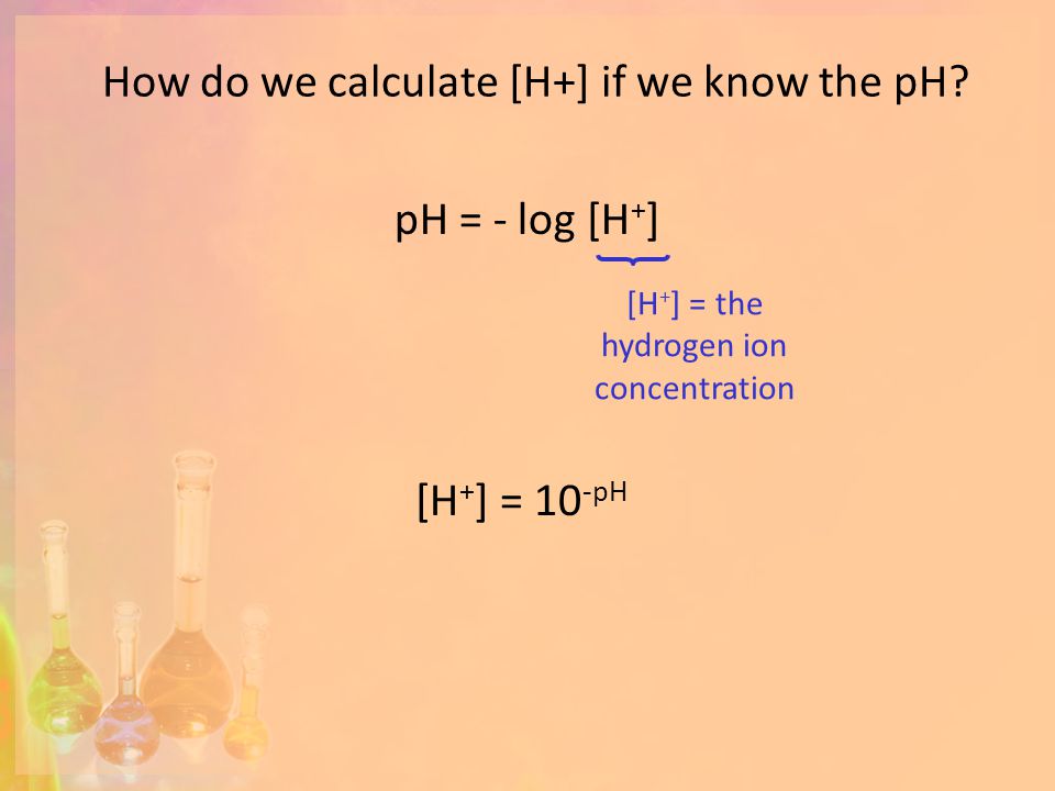 How do we calculate [H+] if we know the pH.
