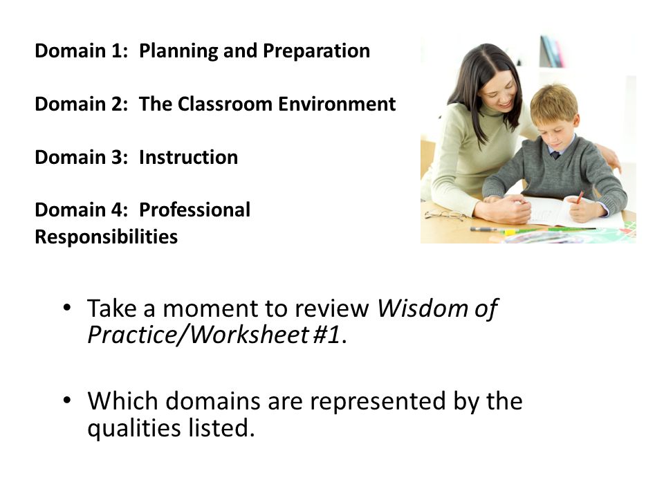 Take a moment to review Wisdom of Practice/Worksheet #1.