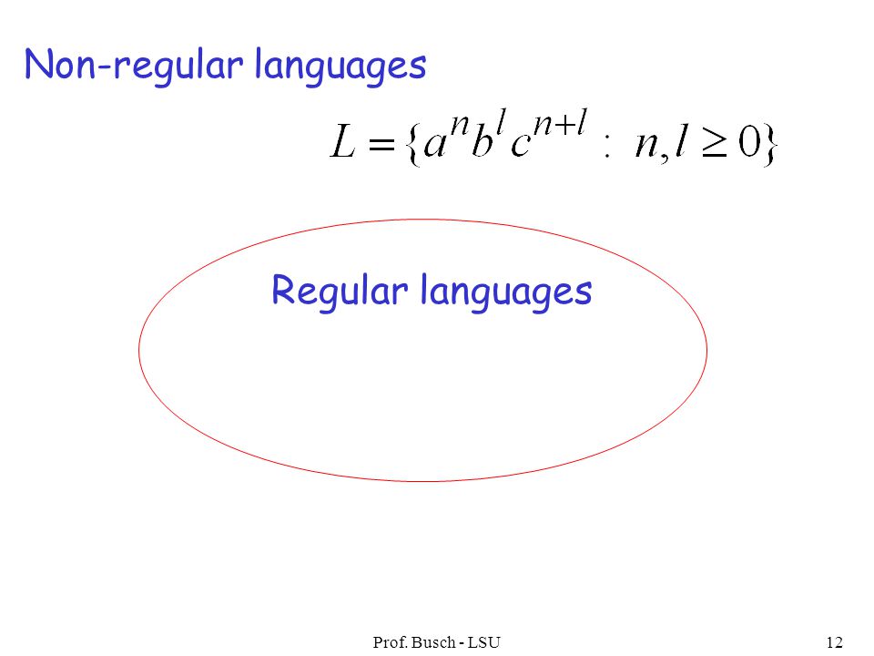 Prof. Busch - LSU12 Regular languages Non-regular languages