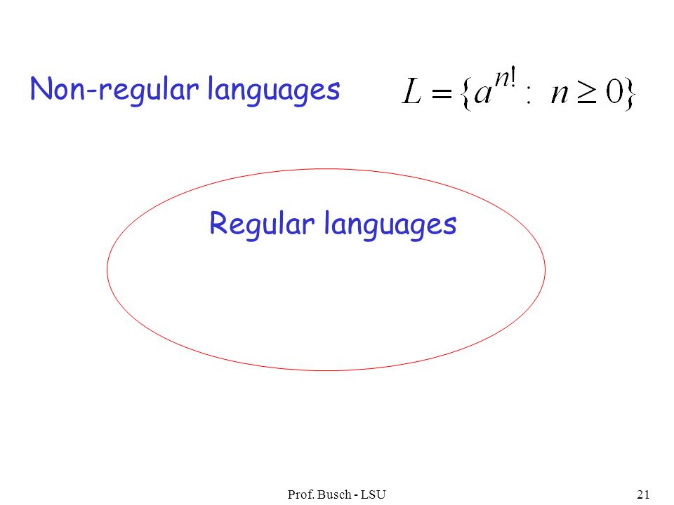 Prof. Busch - LSU21 Regular languages Non-regular languages