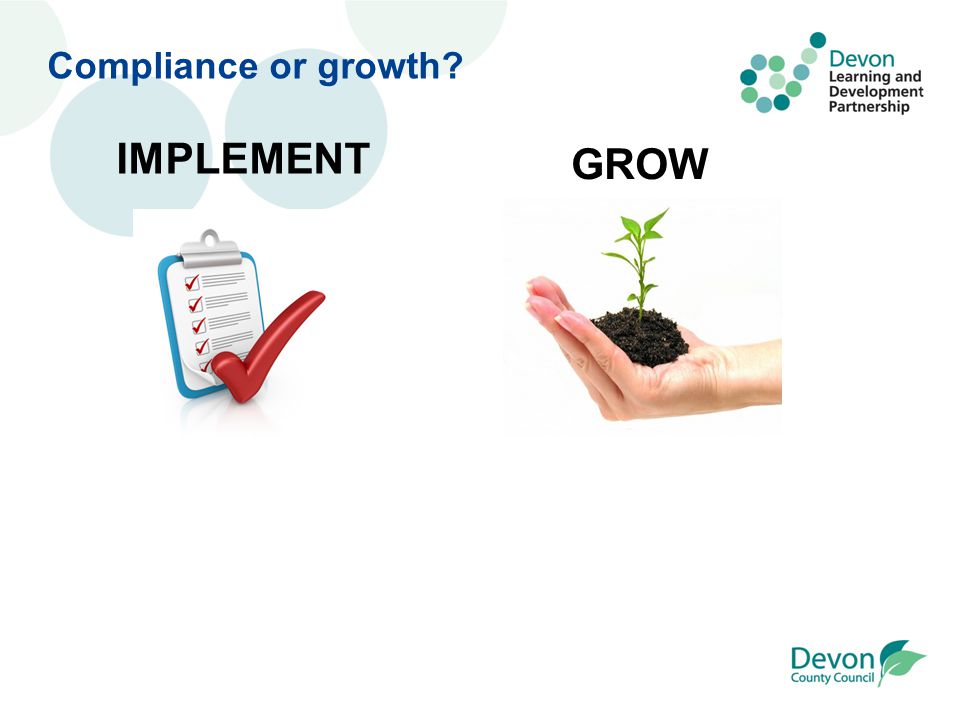 IMPLEMENT Compliance or growth GROW
