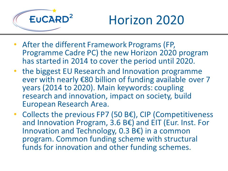 EuCARD-2 is co-funded by the partners and the European Commission under  Capacities 7th Framework Programme, Grant Agreement Accélérateurs de  Particules. - ppt download