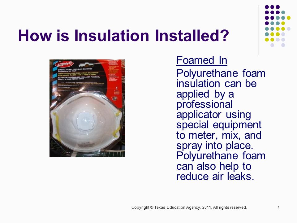 Copyright © Texas Education Agency, All rights reserved.6 How is Insulation Installed.