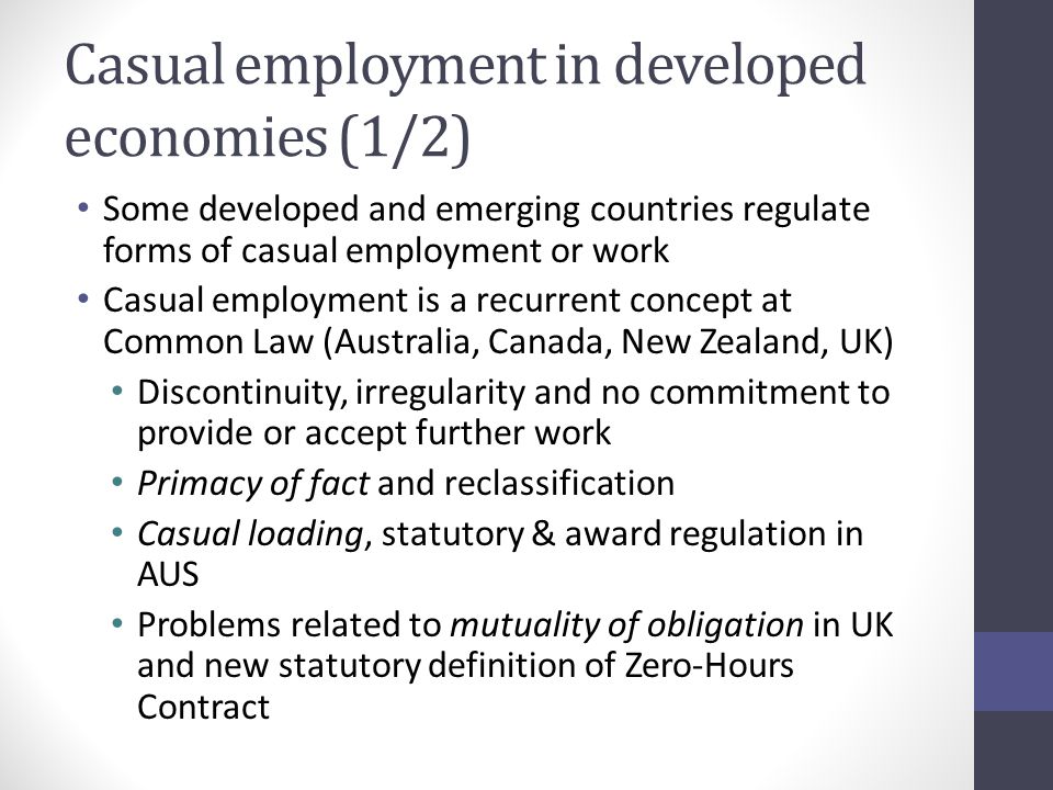 Beyond “casual work”: old and new forms or casualization in developing and  developed countries and what to do about it Valerio De Stefano and Janine  Berg. - ppt download