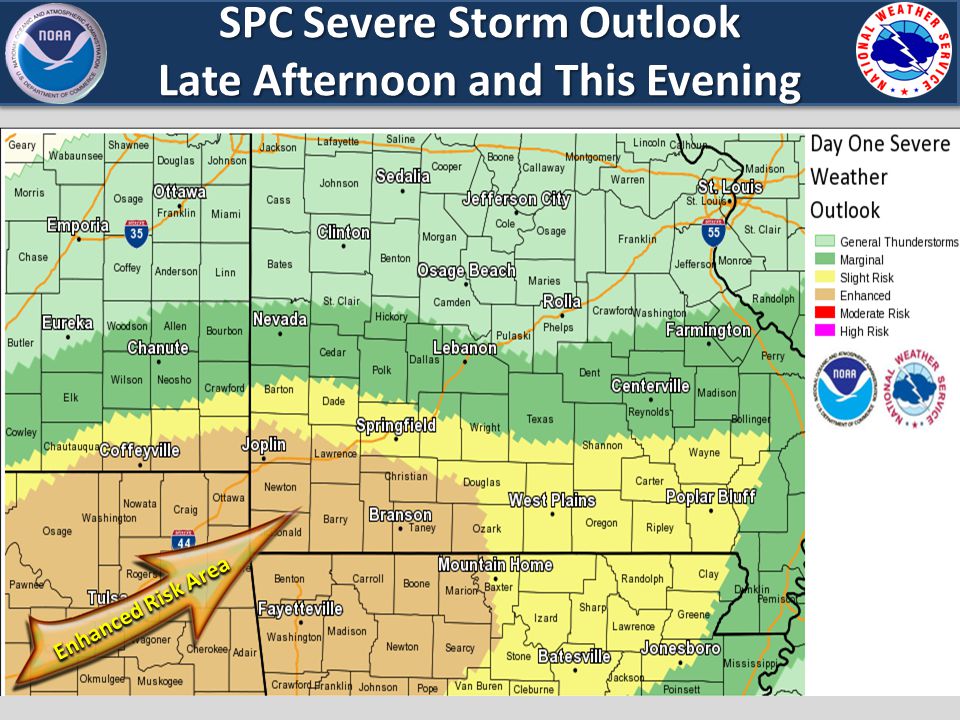 SPC Severe Storm Outlook Late Afternoon and This Evening Enhanced Risk Area