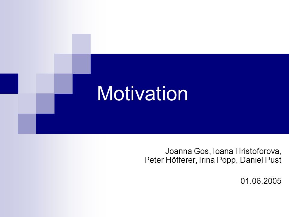 Motivation Joanna Gos, Ioana Hristoforova, Peter Höfferer, Irina Popp, Daniel Pust