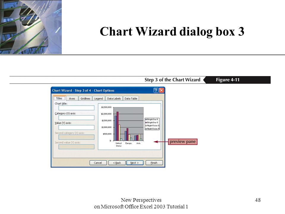 XP New Perspectives on Microsoft Office Excel 2003 Tutorial 1 48 Chart Wizard dialog box 3