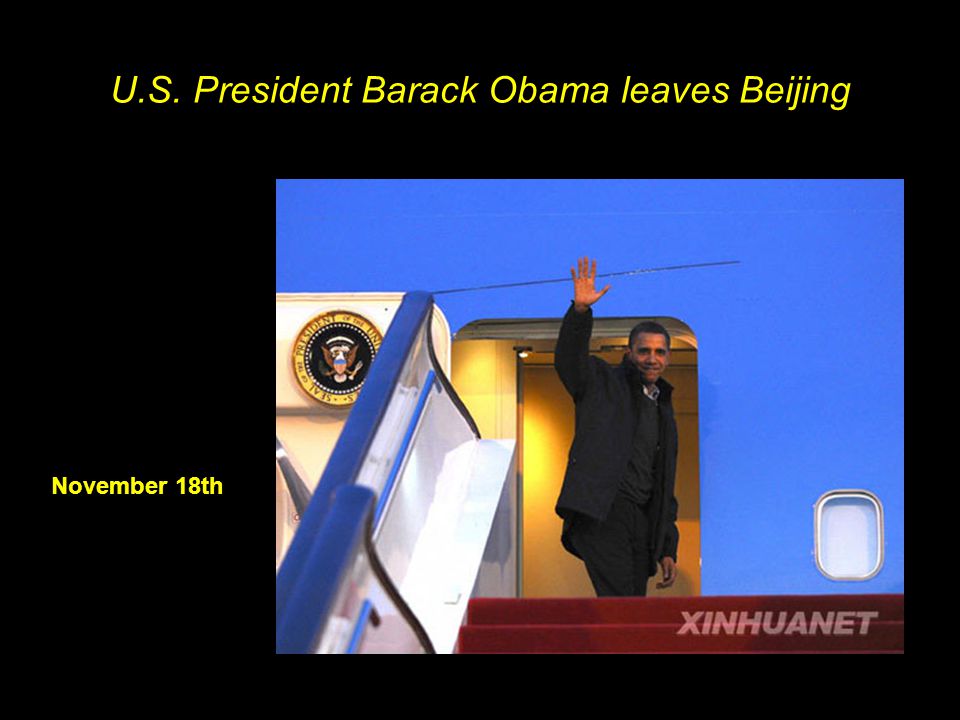 U.S. President Barack Obama leaves Beijing November 18th