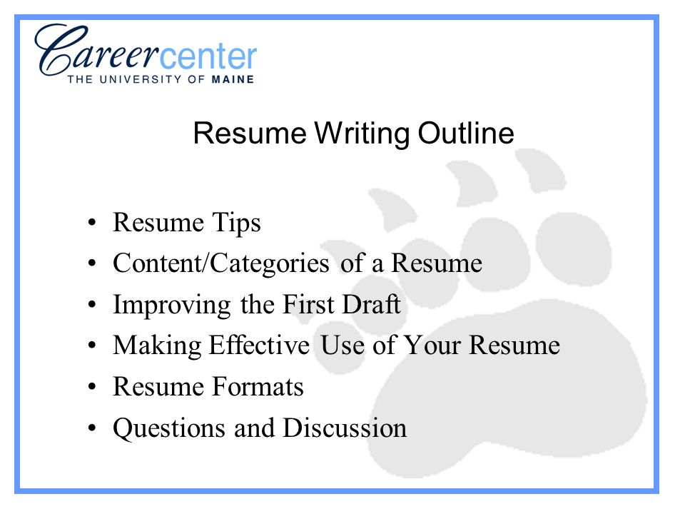 website resume writing outline