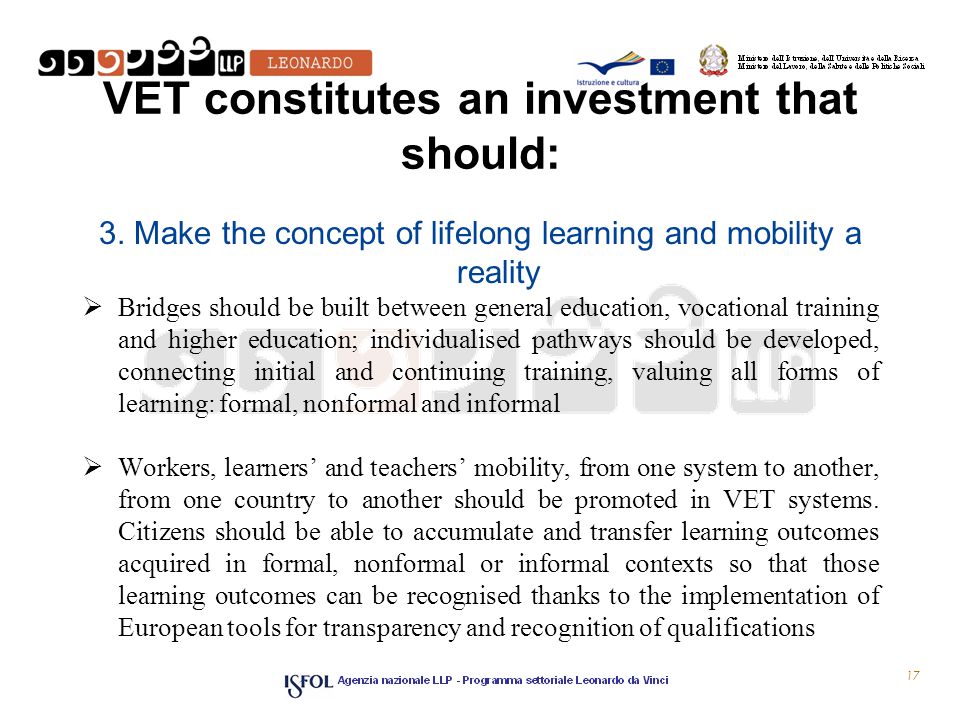 VET constitutes an investment that should: 3.