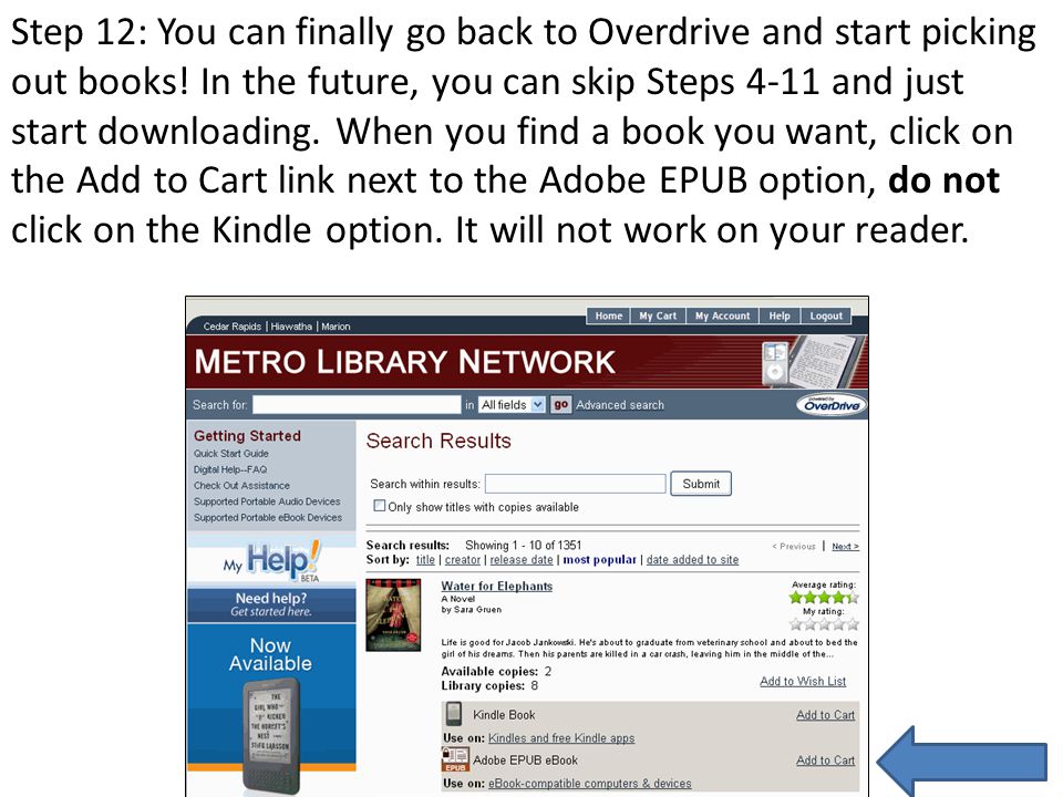 Step 12: You can finally go back to Overdrive and start picking out books.