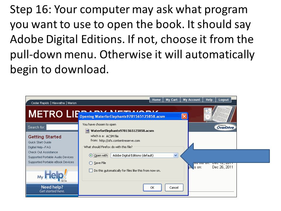 Step 16: Your computer may ask what program you want to use to open the book.