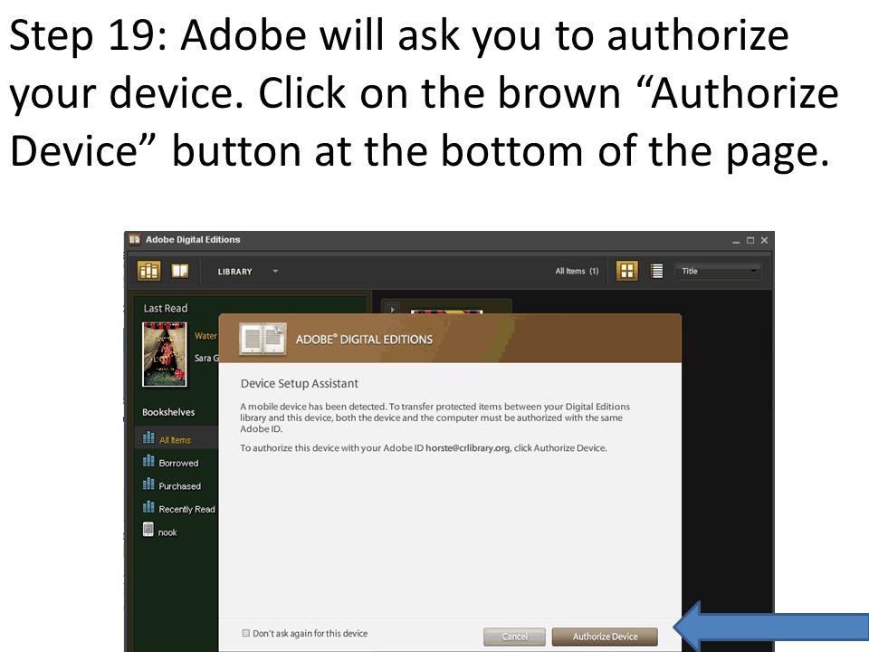Step 19: Adobe will ask you to authorize your device.