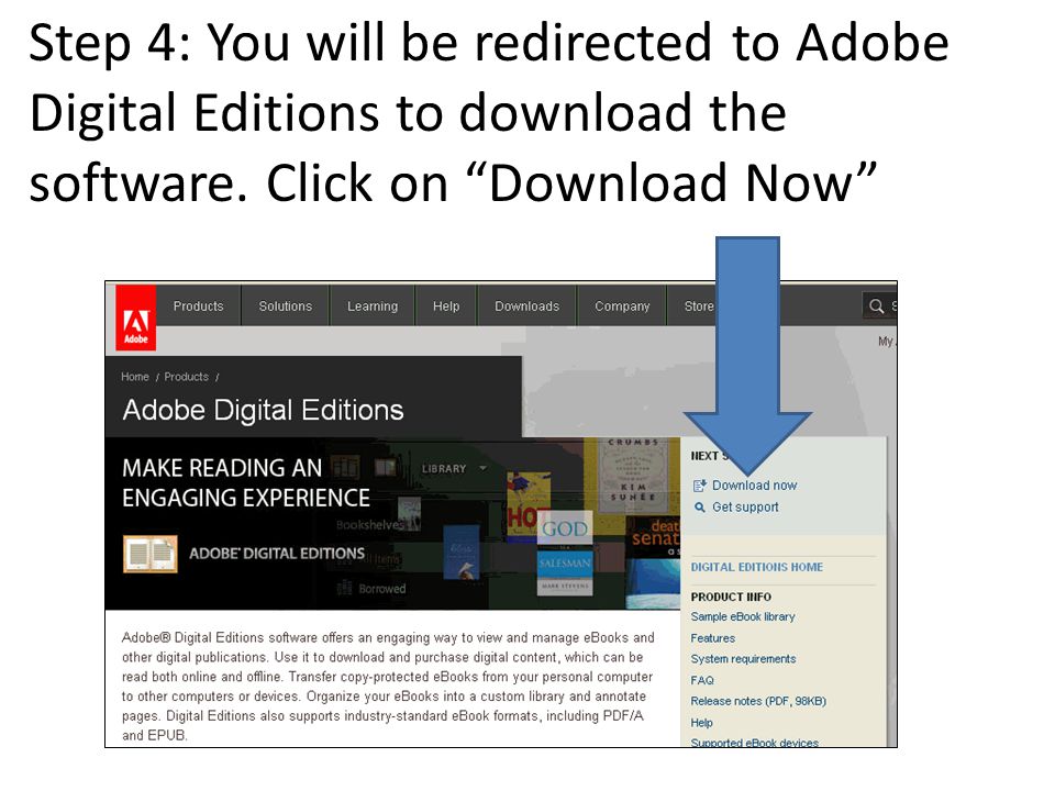 Step 4: You will be redirected to Adobe Digital Editions to download the software.