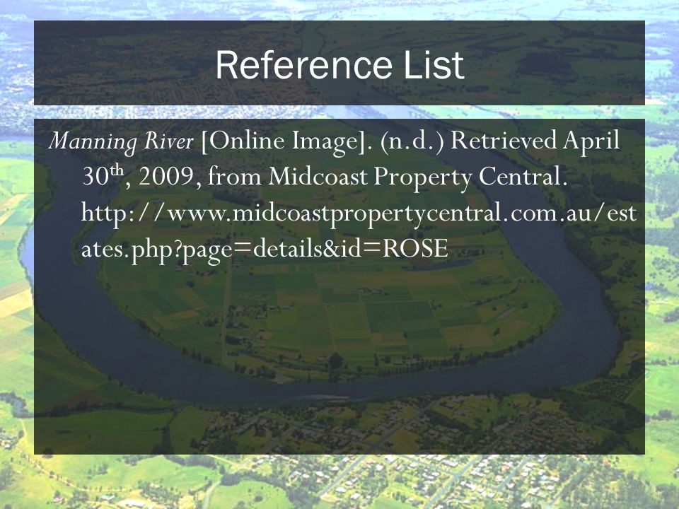 Reference List Manning River [Online Image].