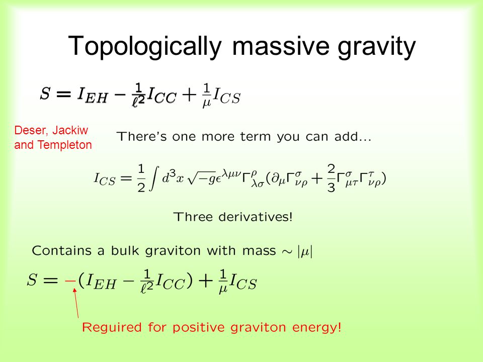 Topologically massive gravity Deser, Jackiw and Templeton