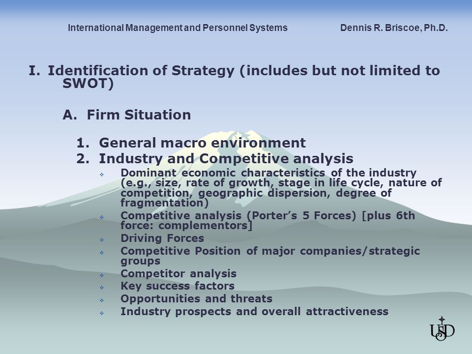 I. Identification of Strategy (includes but not limited to SWOT) A.