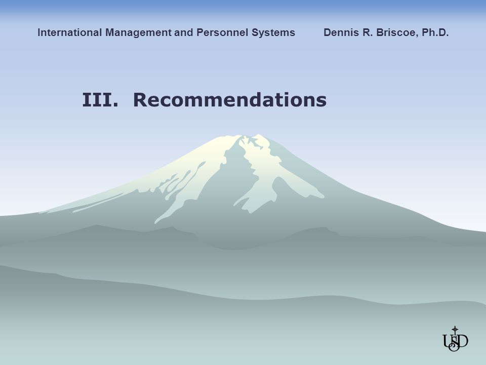III. Recommendations