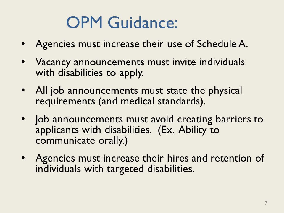 OPM Guidance: Agencies must increase their use of Schedule A.