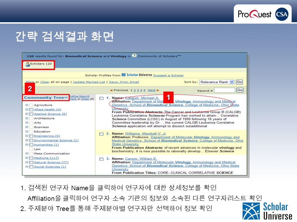 Proprietary and Confidential ProQuest Information & Learning 간략 검색결과 화면