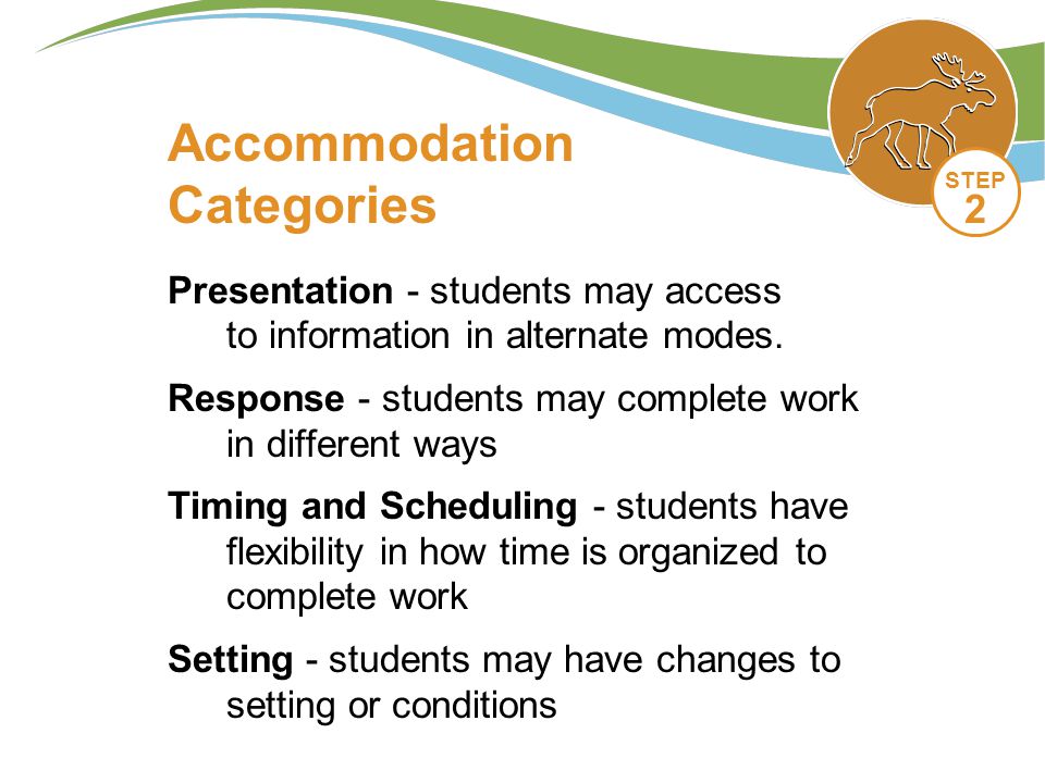 Presentation - students may access to information in alternate modes.