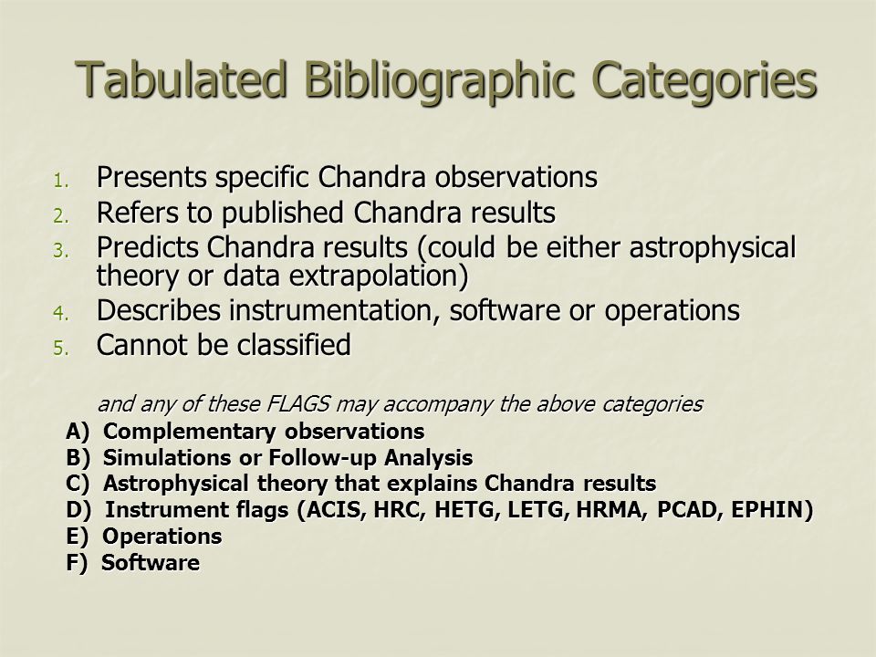 Tabulated Bibliographic Categories Tabulated Bibliographic Categories 1.