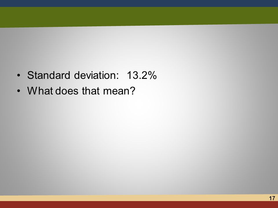 Standard deviation: 13.2% What does that mean 17